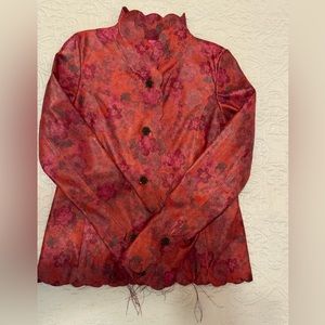 NWT Imp of the Roses rare leather and silk jacket